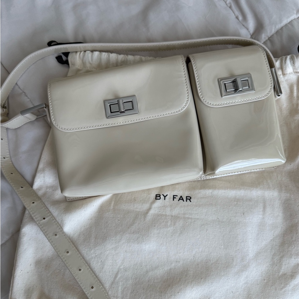 BY FAR Glossy Cream Crossbody Bag Set